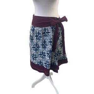 Edme & Esyllte Anthropologie Purple Blue Wrap Skirt Size 2